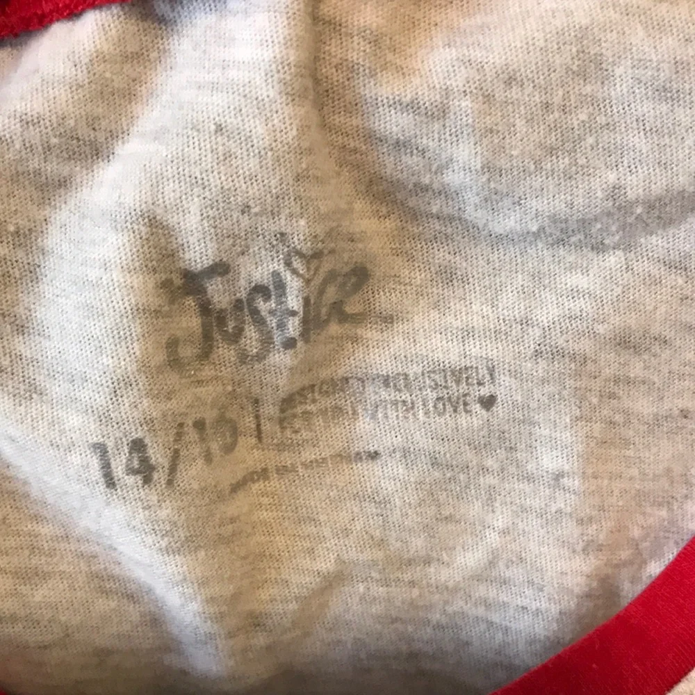 Justice Kids Gray Long Sleeve Shirt with Red Accents SZ 14